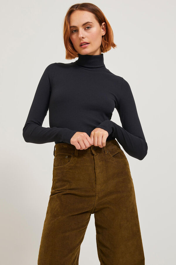 Springfield Fine knit jumper with polo neck black