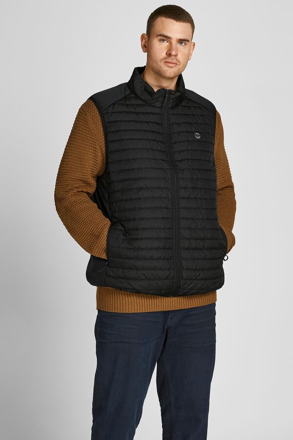 Jack & Jones PLUS Puffer gilet with hood black