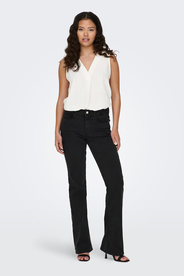 JDY Sleeveless front pleat blouse white