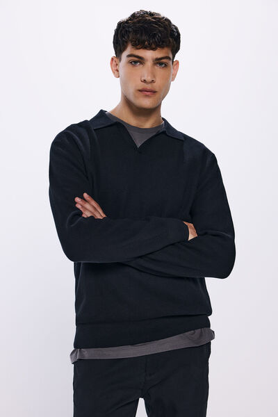 Springfield Textured polo shirt black