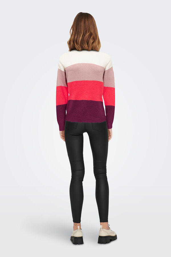 Springfield Colourblock jersey-knit jumper deep red