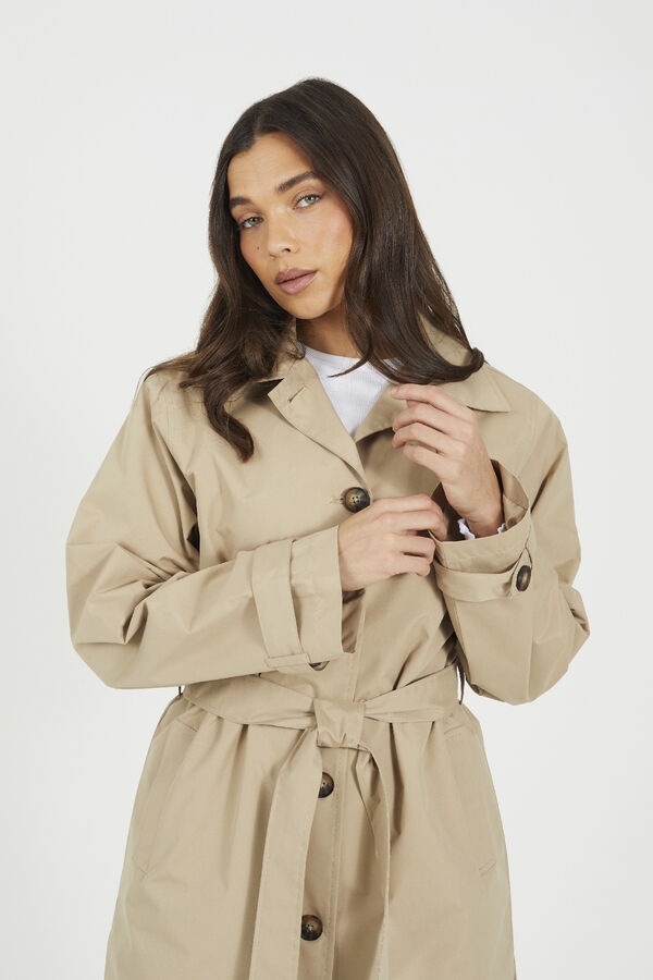 Brave Soul Long belted trench coat grey