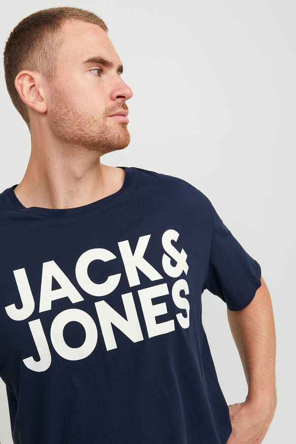 Jack & Jones PLUS Camiseta b&aacute;sica logo azul