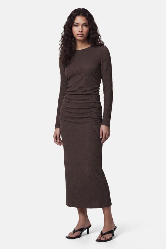 Vestido midi manga larga