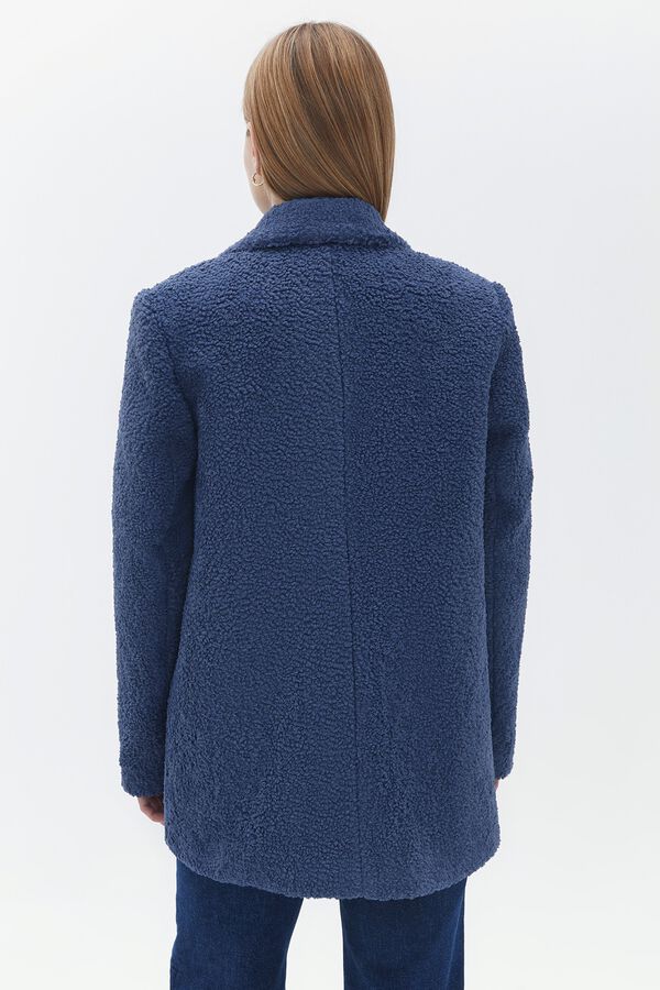 Oxxo Faux shearling blazer style coat blue