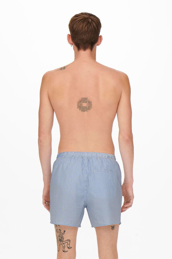 Only & Sons Kurze gestreifte Badehose Blau
