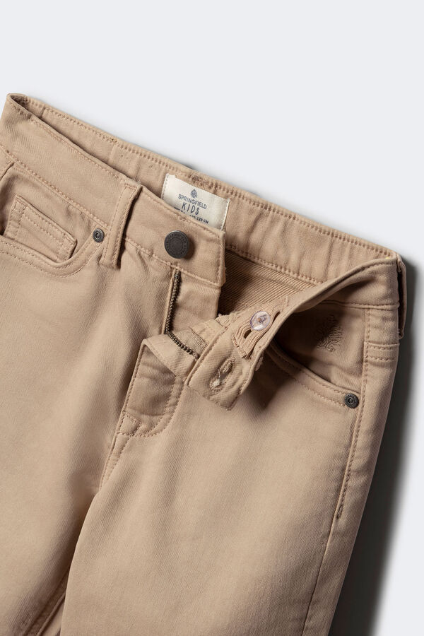 Springfield Kids Calça amarela slim fit de 5 bolsos para meninos bege