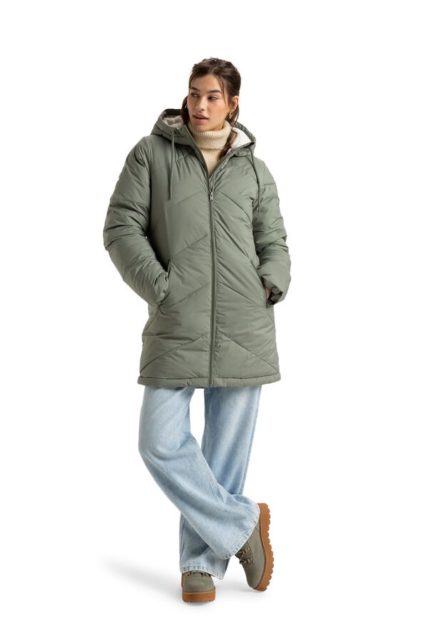 Roxy Long puffer jacket with hood beige