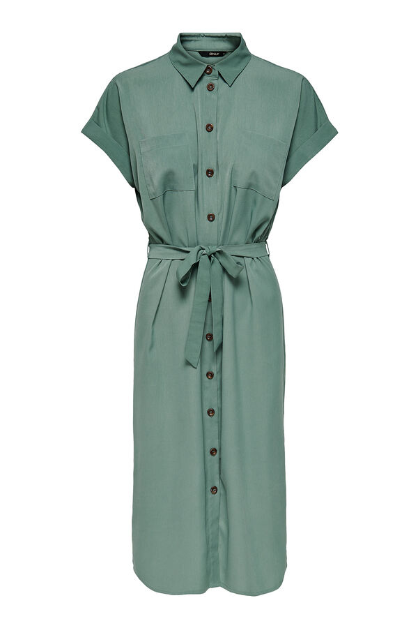Only Vestido midi camiseiro verde