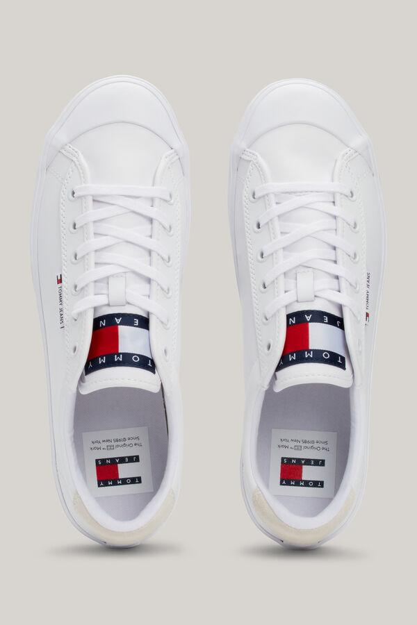 Springfield Tommy Jeans men's sneakers with flag on the tongue white