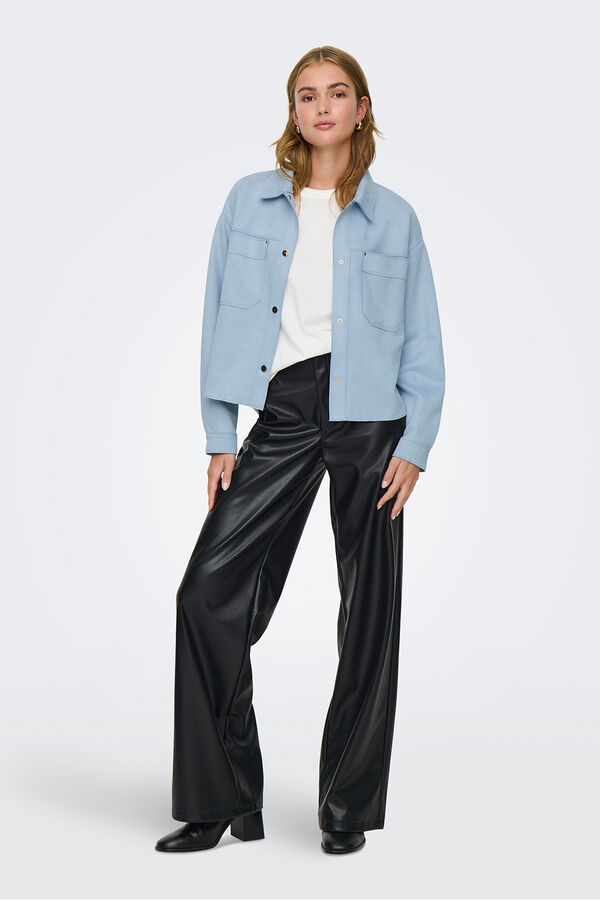 JDY Lightweight suede jacket blue