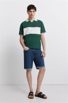 Springfield Dark wash basic slim fit denim Bermuda shorts