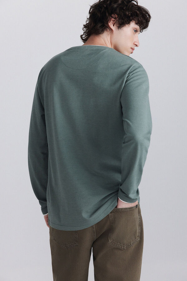 Springfield Melange double neck long sleeve T-shirt green
