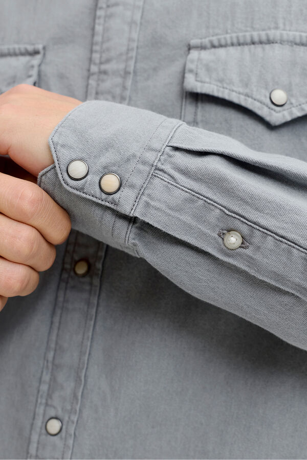 Jack & Jones Camisa denim regular gris