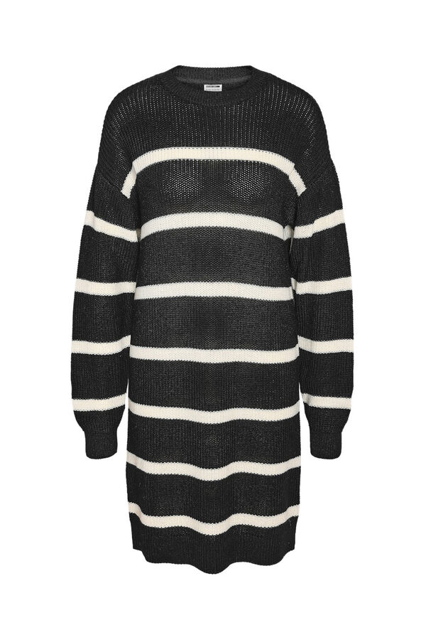 Noisy May Striped jersey-knit dress black
