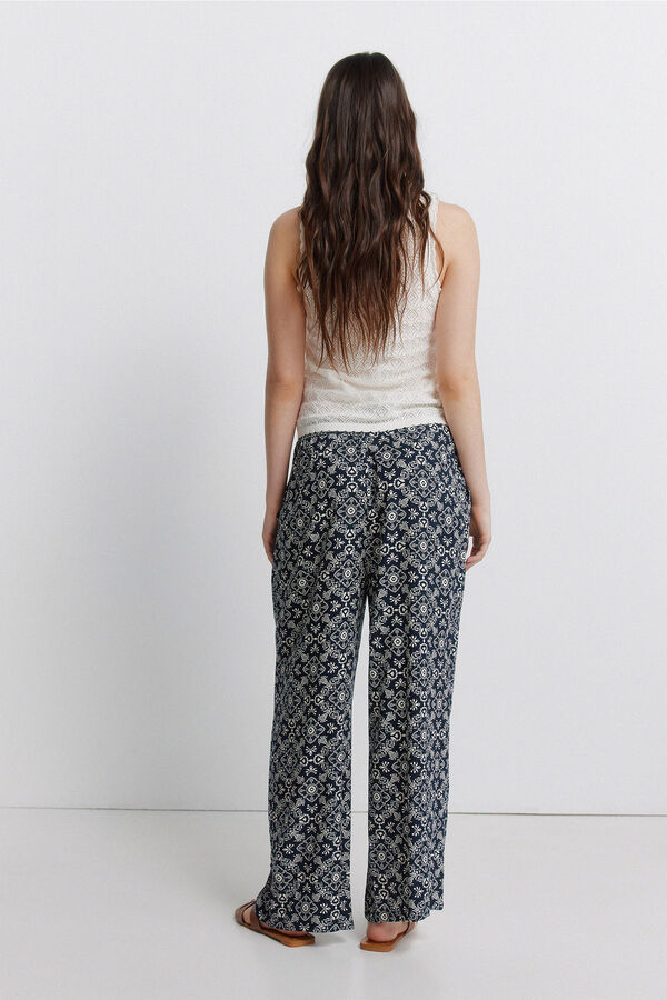 Springfield Printed fluid trousers green