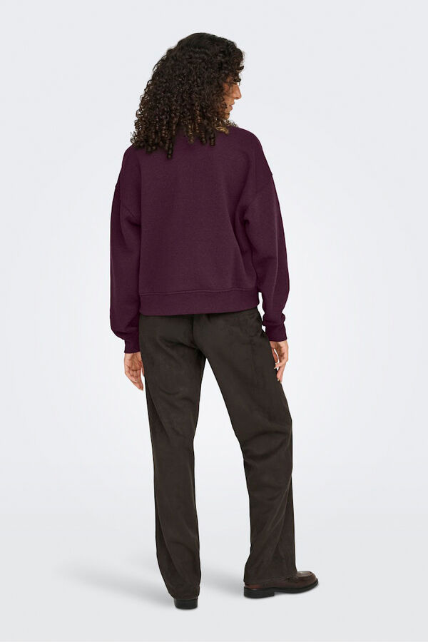 Only Sudadera texto frontal burdeos