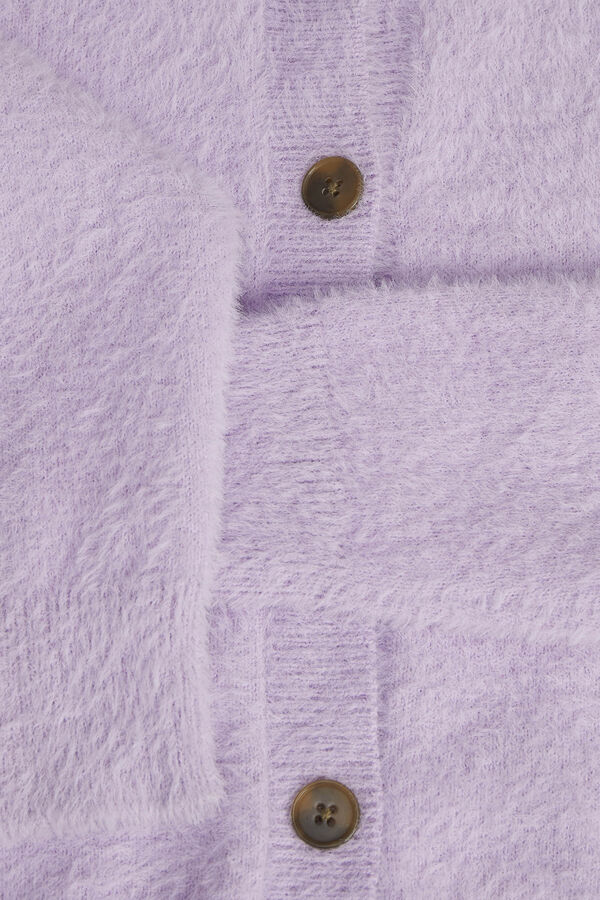 Springfield Faux fur knit cardigan purple