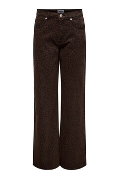 Only Pantal&oacute;n Wide Leg animal print rojo