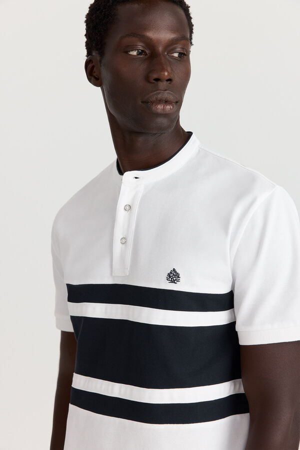 Springfield Polo col mao color block slim fit blanc