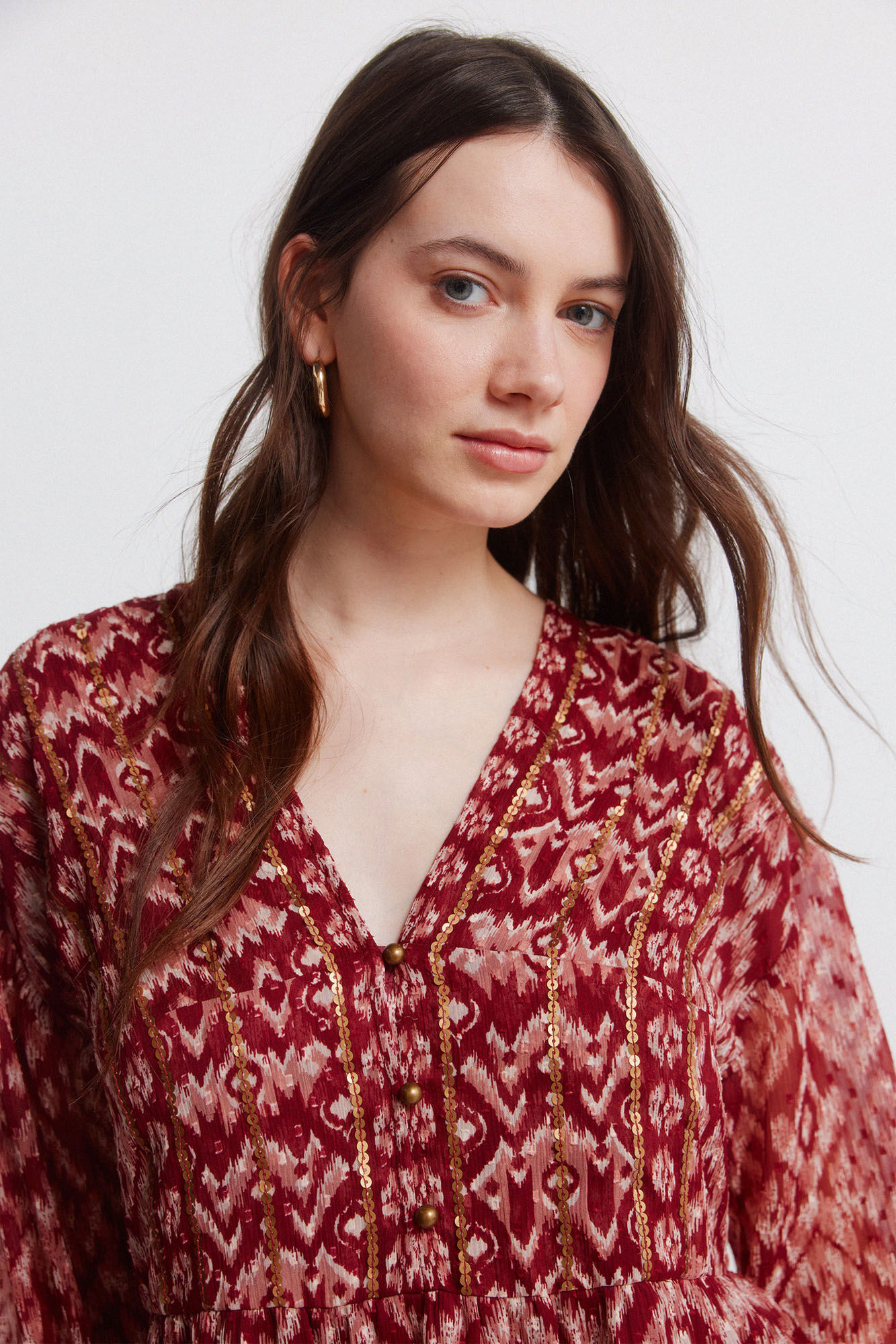 Springfield Sequinned chiffon short dress