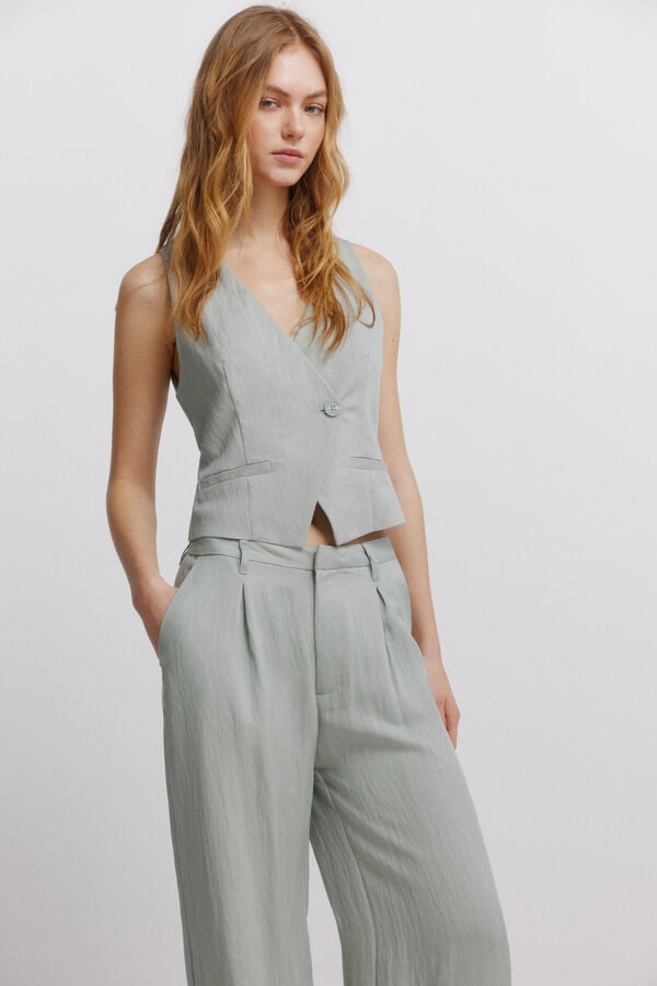 Springfield Cal&ccedil;a larga plissada verde