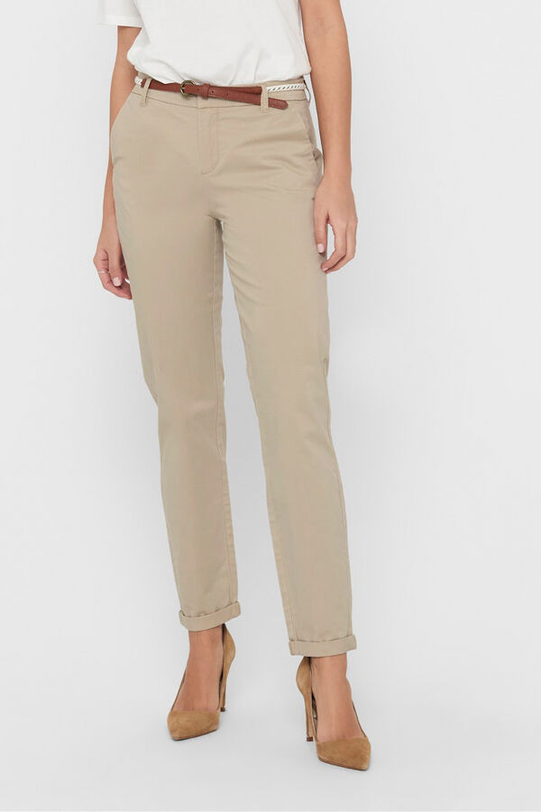 Only Pantal&oacute;n chino el&aacute;stico beige