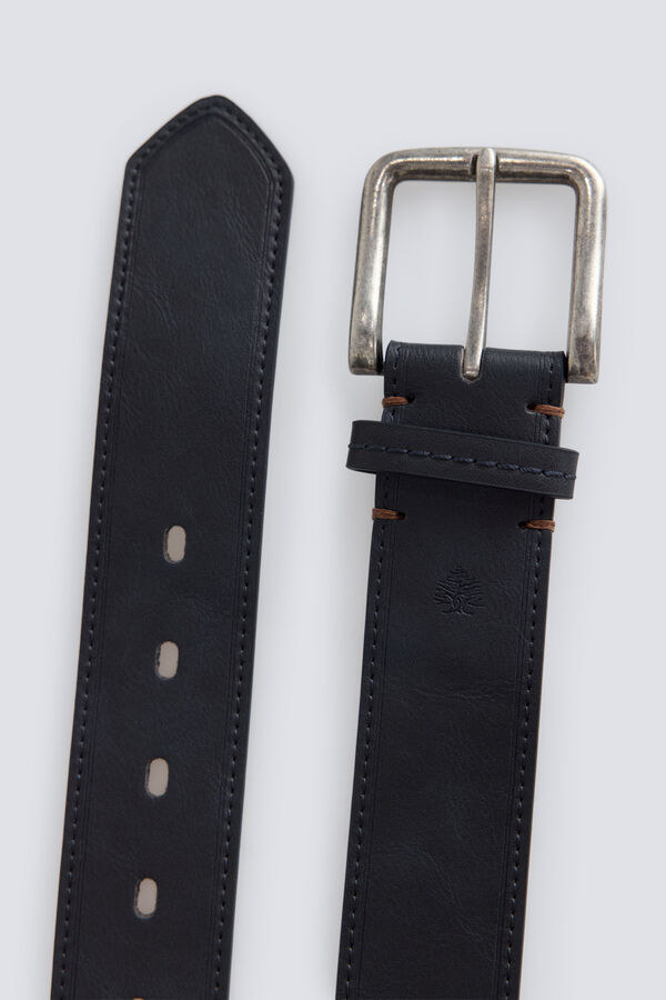 Springfield Faux leather topstitched belt blue