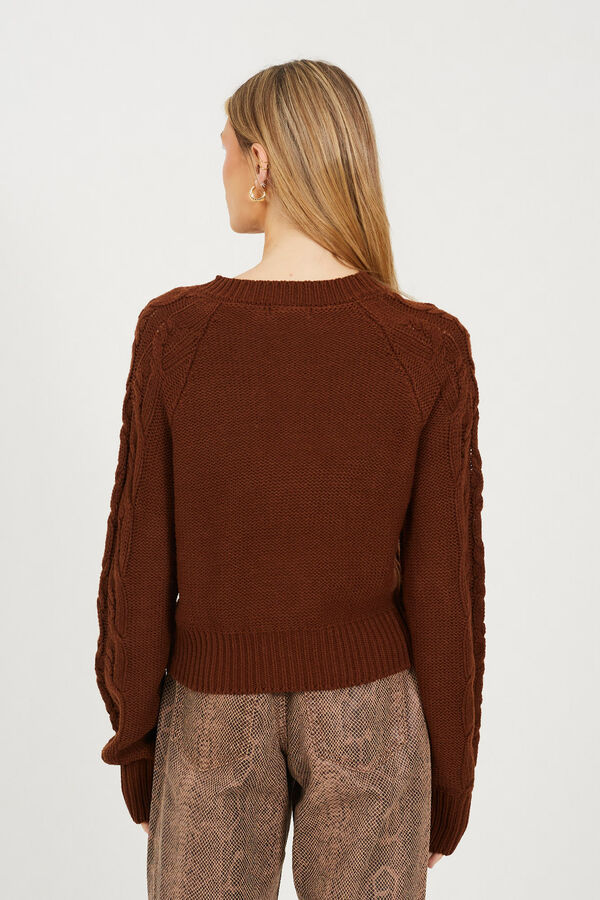 Brave Soul Cardigan de malha com oitos cru