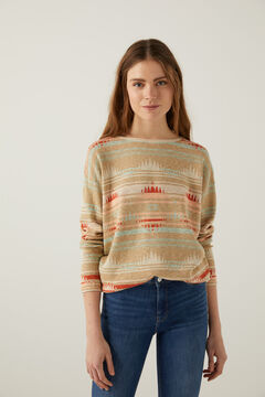 Springfield Pullover Ethno-Jacquard natur
