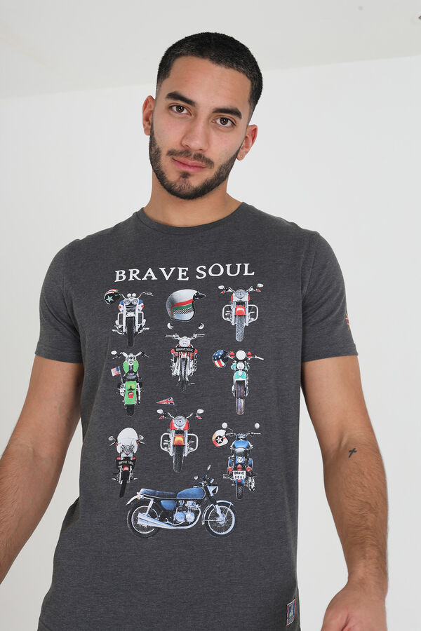 Springfield Short-sleeved T-shirt with motorbike motif srednjesiva