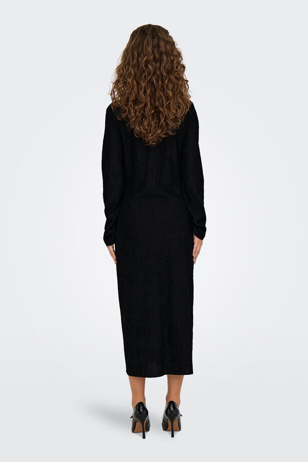 JDY Lang&auml;rmelig Midi-Kleid Schwarz