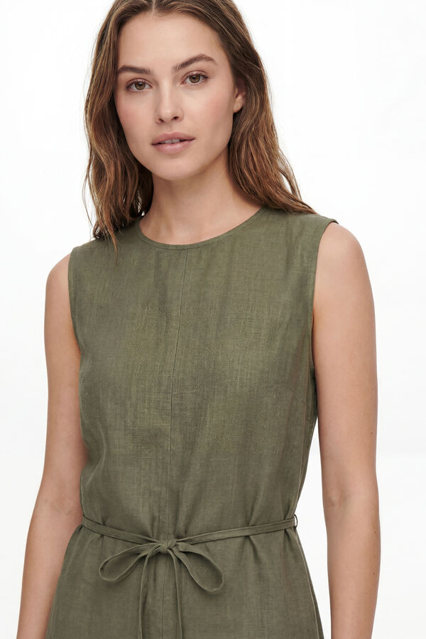 Pieces Linen sleeveless short dress vert