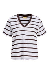 Jack & Jones Camiseta rayas cuello pico marr&oacute;n