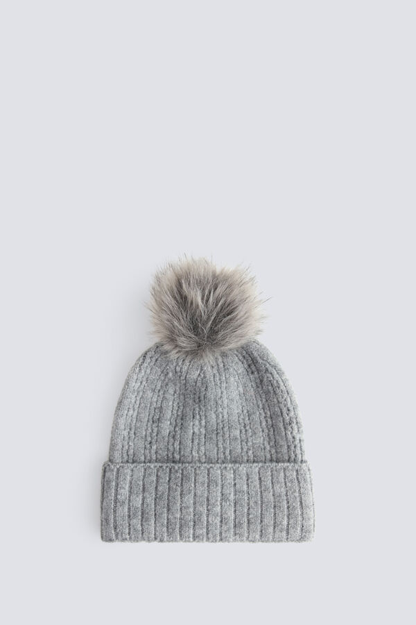 Springfield Pom pom knit beanie grey
