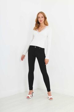 Springfield Ribbed knit jumper with lace white