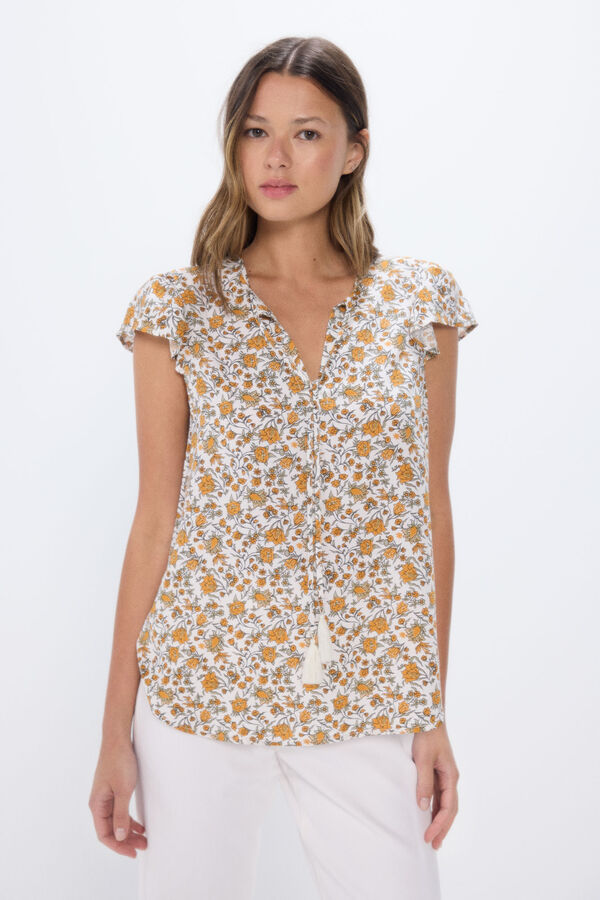 Springfield Printed fluid blouse white