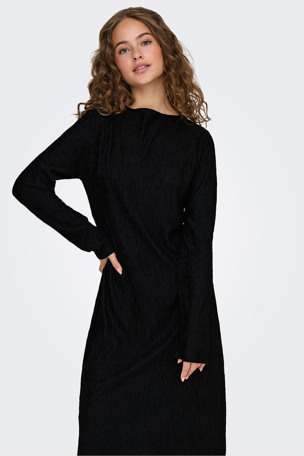 JDY Lang&auml;rmelig Midi-Kleid Schwarz