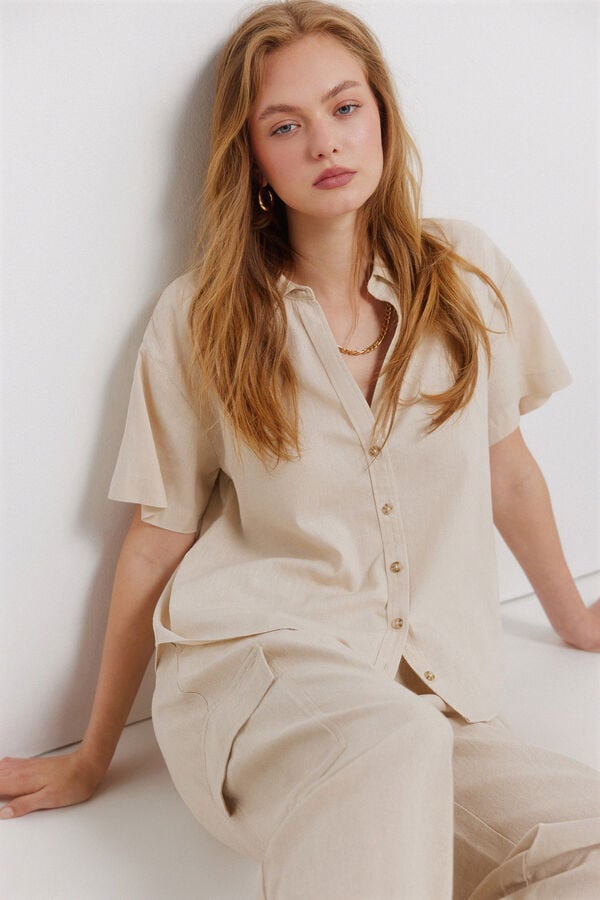 Springfield Pantal&oacute;n cargo lino tostado