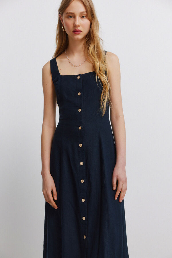 Springfield Square neck midi dress blue
