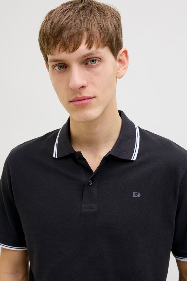 JJ REBEL Piqu&eacute; knit regular fit polo shirt noir