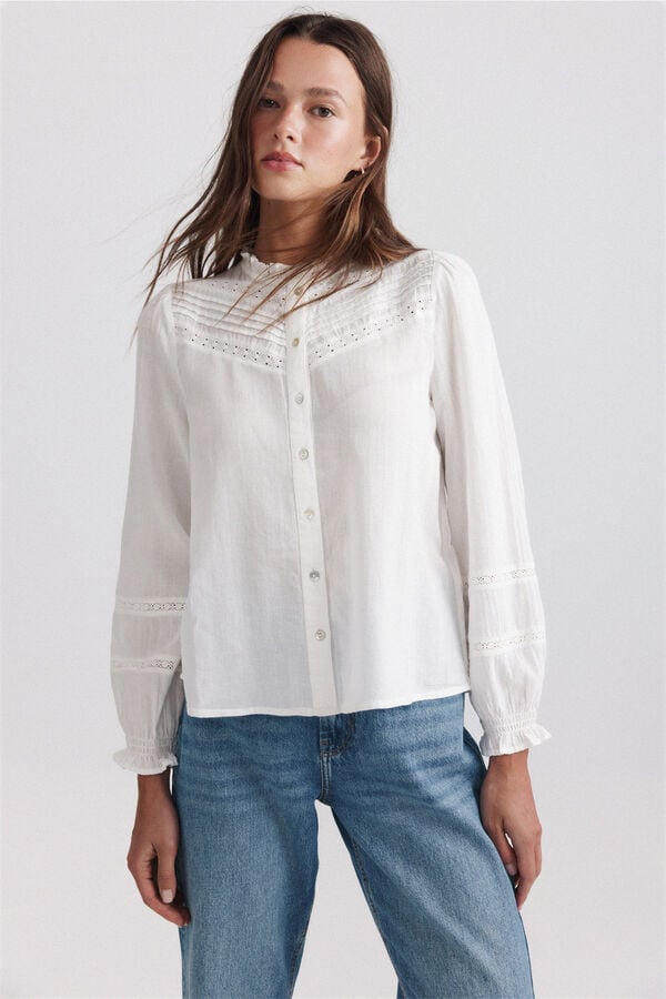 Springfield Romantic ruffle neck blouse printed