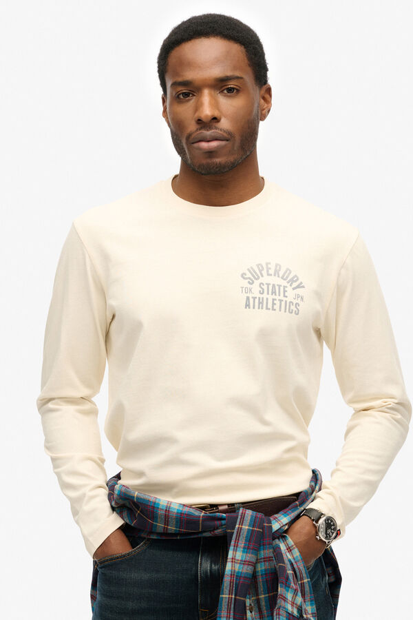 Superdry Camiseta cuello redondo marfil