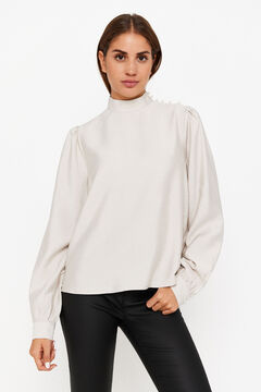 Springfield Long-sleeved blouse with pearls bluish