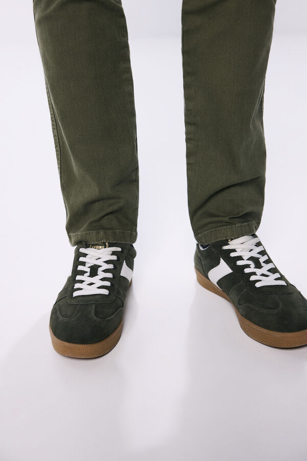 Springfield Slim fit washed cargo pants tamnokaki