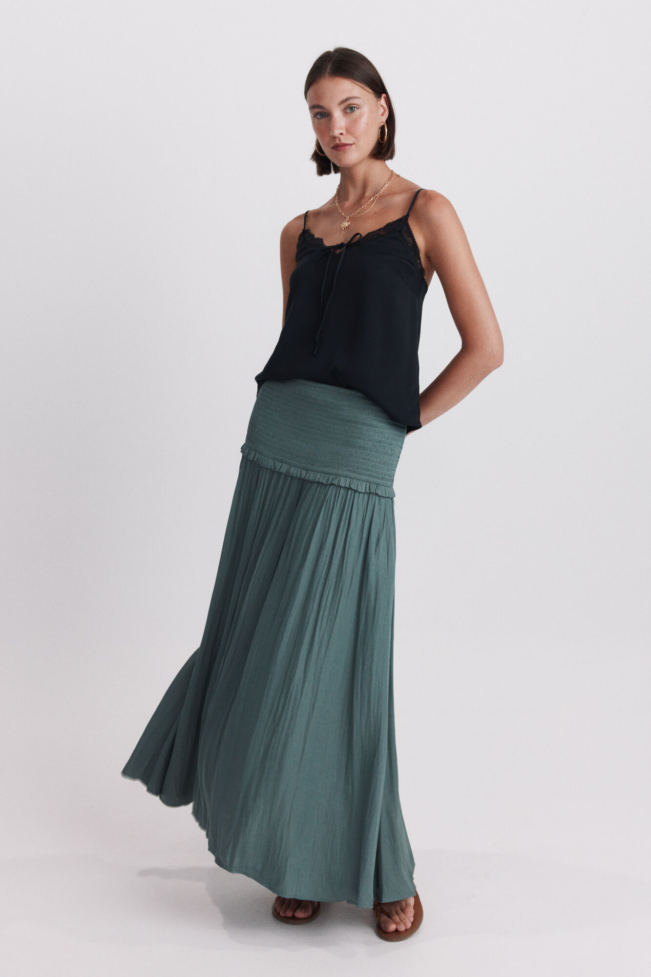 Springfield Pleated honeycomb midi skirt