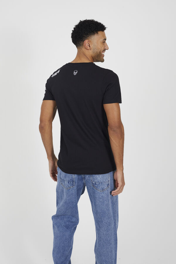 Brave Soul T-shirt caveira de manga curta preto