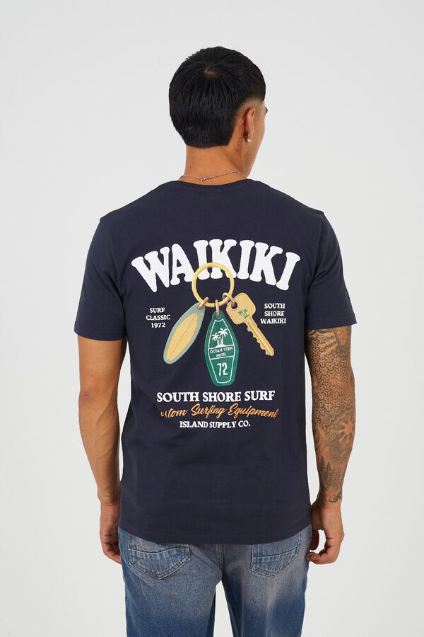 Brave Soul Printed short sleeve T-shirt blue
