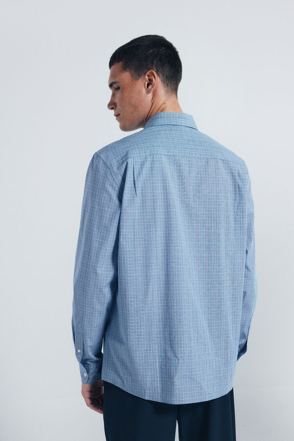 Springfield Checked poplin shirt Plava