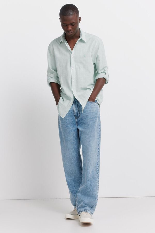 Springfield Lightweight micro striped shirt green